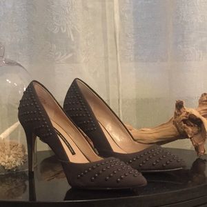 French Connection Studded Dark Gray Pointed Toe Heels